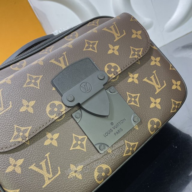 LV專櫃新款男包 路易威登S Lock郵差包 M45806 啞光黑金屬 LV男士單肩斜挎包  ydh4233